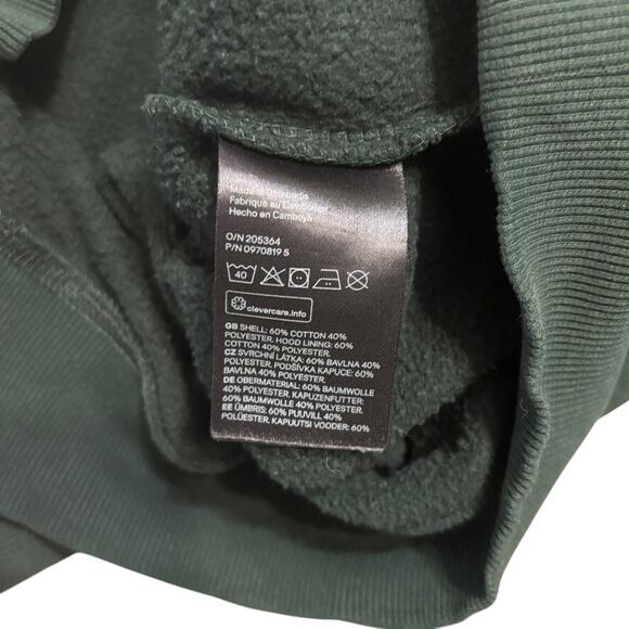 H&M Essentials Hoodie Green Pullover Sweatshirt Kangaroo Pocket Unisex Large - Picture 7 of 7
